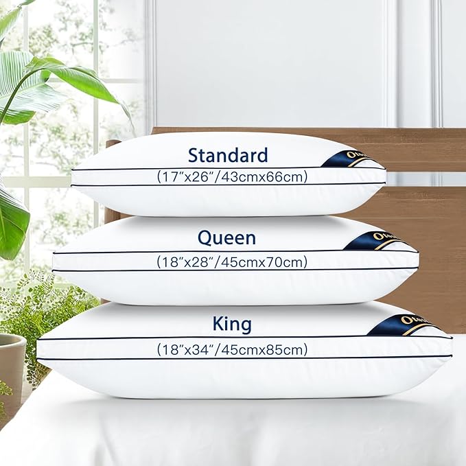 OTOSTAR Pillows Queen Size Set of 4 Bed Pillows for Sleeping Cooling Pillows 4 Pack with 3D Microfiber Filling Breathable Cover Pillows for Back Stomach or Side Sleepers Soft Fluffy Pillows for Bed