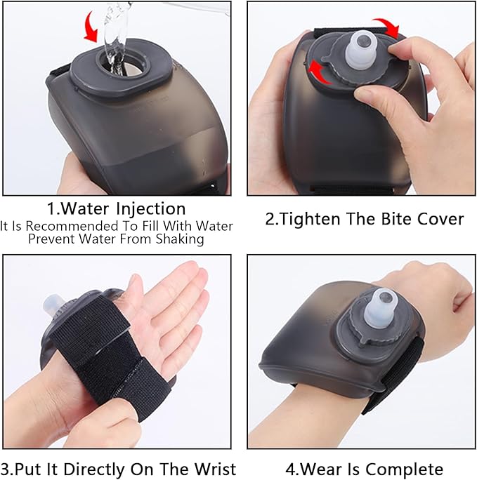 Wesoke Sports Wrist Band Water Bottle, 200ml Running Wrist Water Bottles, Soft Adjustable Gym Wristband Fitness Water Kettle Drinking Bottle for Cycling Climbing Hiking