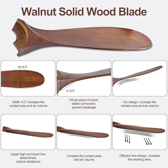 72" Ceiling Fans with Lights, 72 inch Ceiling Fan with Lights, High cfm Quiet 3 Blade Wood Walnut Ceiling Fan, Large Modern Ceiling Fan with Remote, Propeller Fans for Patios,Dark Walnut