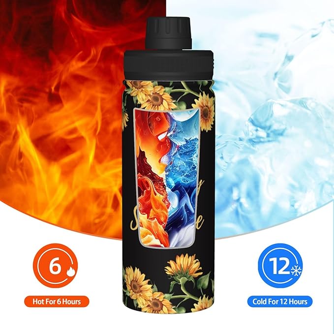 Cerburny Insulated Water Bottle You Are My Sunshine 18 oz Stainless Steel Bottles With Lid Leak Proof Gym Sport Water Jug For Women Friends