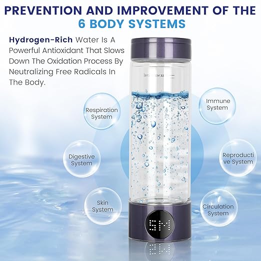 Hydrogen Water Bottle 2024, 400ML Portable Hydrogen Water Bottle Generator 5 Minute Rapid Electrolysis 1500PPB, Hydrogen Water Ionizer Machine 1500mAh Battery, For Home Office Travel (Purple)
