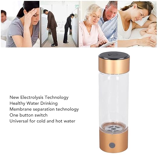 Hydrogen Water Bottle, 410ml Portable Hydrogen Water Bottle Generator, 3Min Quick Electrolysis, Water Ionizer Machine with Nasal Hose, for Daily Drink