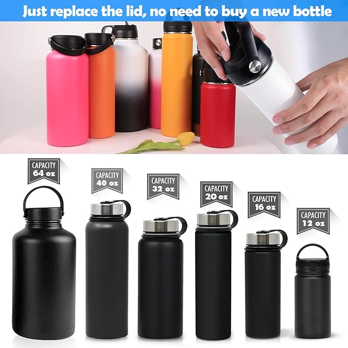 Lid Gasket Replacement for Thermoflask 24oz/32oz/40oz/64oz,Water Bottle Silicone Gaskets Each with Pick for Water Bottle Straw Lid, Chug Lid & Chug Spout