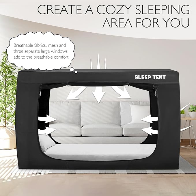 BORNA Bed Tent Bed Canopy Twin Size for Adult and Kids,Portable Sleeping Tents Dream Tents Indoor for Kids and Adult, Breathable Privacy Space on Bed with Three Doors (Mattress Not Included)