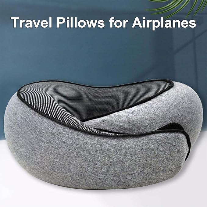 Travel Pillows for Airplanes,2024 New Travel Pillow,Travel Neck Pillow Neck Pillow Airplane Memory Foam Travel Pillow Neck Pillow for Traveling Suitable for Airplanes,Offices and Cars（Black）