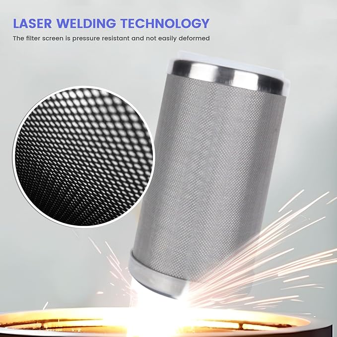 Amwater Stainless Steel Cleanable Wire Mesh Filter Cartridge 5”Length,2.5"OD(100 Micron)