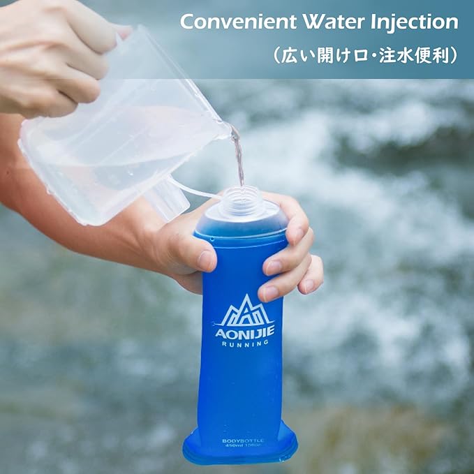 TRIWONDER TPU Soft Folding Water Bottles BPA-Free Collapsible Flask for Hydration Pack - Ideal for Running Hiking Cycling Climbing (450ml/15.22oz - Pack of 2)