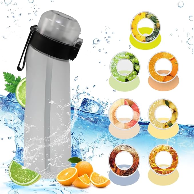 Water Bottle with Flavor Pods 21.9 Oz/650ml Fruit Fragrance Water Bottle Recyclable Sports Air Water Cup Scented Pods for Outdoor (Transparent)