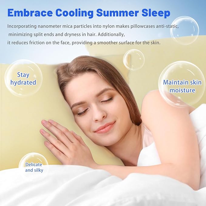 Cooling Pillow Cases for Hot Sleepers - Double Side Arc-Chill Q-Max>0.5 Cooling Fiber Cool Pillow Cases 2 Pack - Breathable Soft Cold Pillow Cases with Hidden Zipper (Cream, 20" x 30")