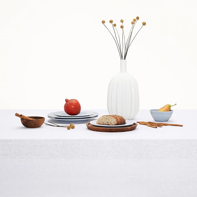 D'Moksha Homes Linen Tablecloth 60 x 120 Inch - 100% Pure Linen White Tablecloth - Machine Washable Dining Tablecloth for Rectangle Tables