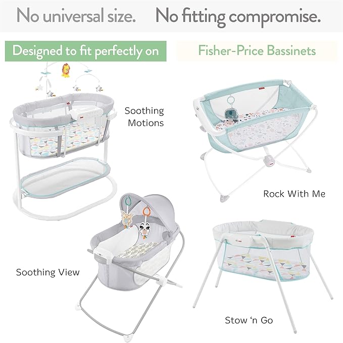 Bassinet Fitted Sheets for Fisher Price Bassinet Soothing Motions, Stow and Go, Rock with Me and Soothing View Bassinet – Snuggly Soft 100% Jersey Cotton – Dusty Blue + Navy – 2 Pack
