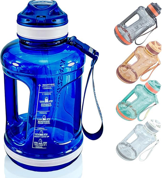 Sports Water Bottle, 50 Oz/1500mL, Leak Proof BPA Free Travel Outdoor For Men Women (Blue)