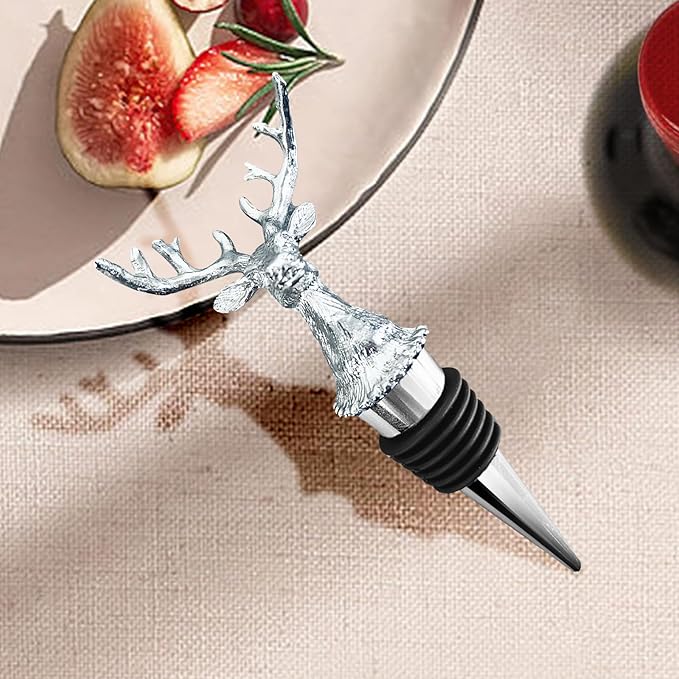 Deer Head Wine Stopper - Unique Rustic Decor Bar Accessory for Wine Preservation, Ideal Wine Lover Gift