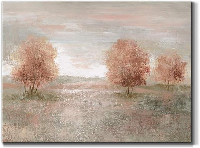 Renditions Gallery Canvas Nature Wall Art Modern Paintings Decorations Autumnal Peach Leaves Abstract Romantic Artwork Wall Hanging Prints for Bedroom Office Kitchen - 18"x27" LT33