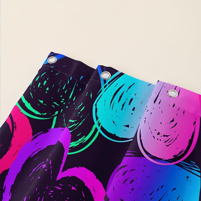 AILONEN Hearts Shower Curtain for Bathroom, Colorful Hearts Love Theme Bath Curtain for Kids Girls Women,Abstract Hearts Print Black Shower Curtain Waterproof with 12 Plastic Hooks, 72" W*78" H