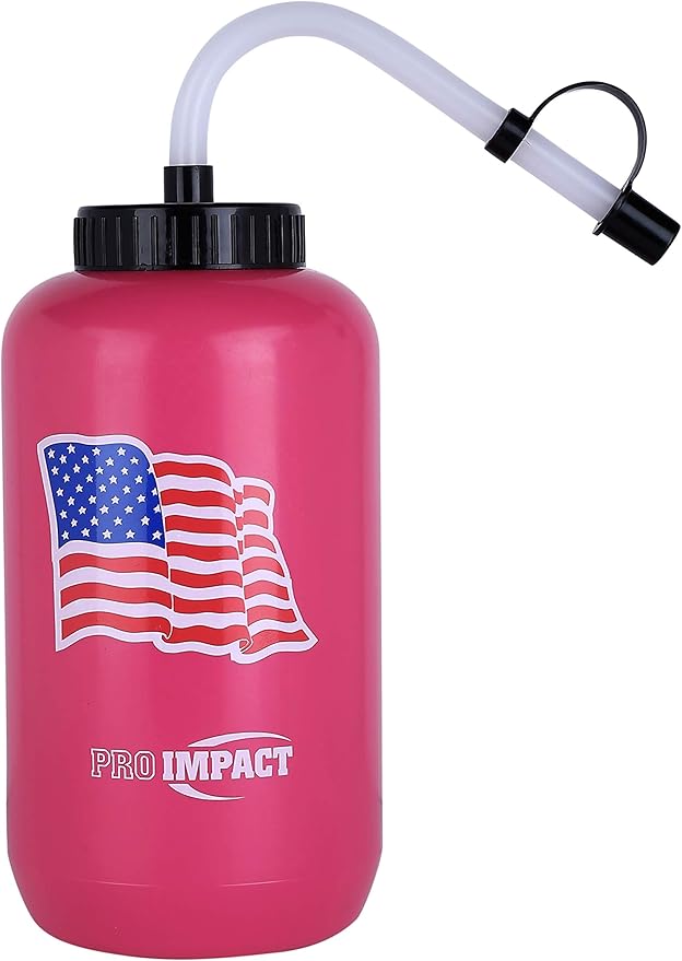 Pro Impact Squeezable Water Bottle Bendable Long Straw - LDPE BPA Free Plastic - Hydration for Baseball Hockey Gym MMA Yoga Boxing Cycling Softball Football Lacrosse (35.5 Oz.)