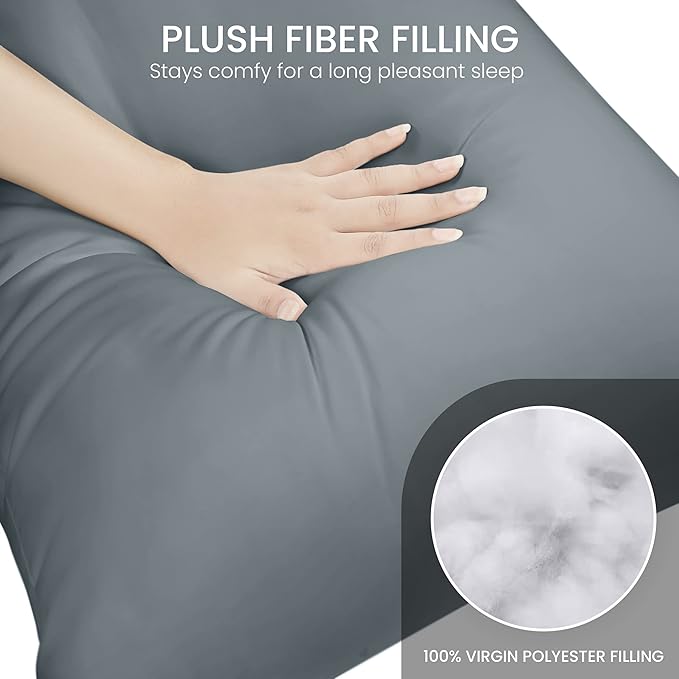 Utopia Bedding Full Body Pillow for Adults (Grey, 20 x 54 Inch), Long Pillow for Sleeping, Large Pillow Insert for Side Sleepers