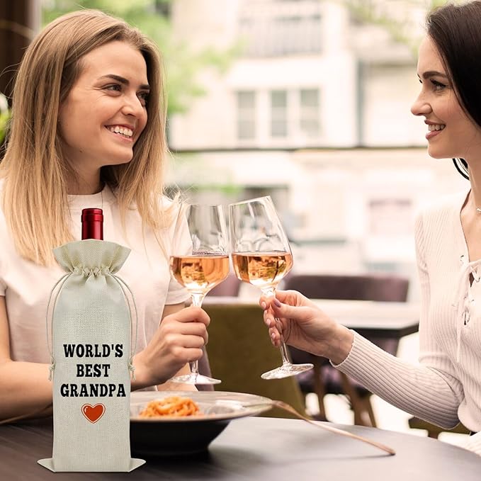 Sazuwu Grandpa Gifts from Grandson Wine Bag Grandpa Birthday Gifts from Grandkids Grandfather Memorial Gifts Wine Bottle Decoration Bag Grandpa Retirement Gift Wine Accessories Gifts for Wine Lovers