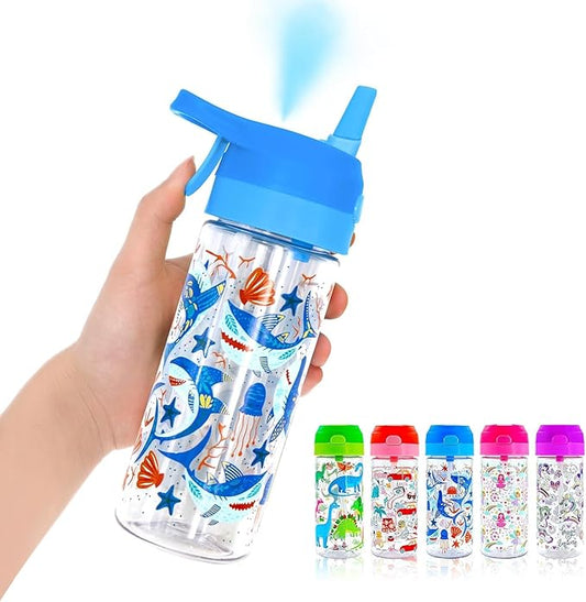 Kids Water Bottle with Spray Mist, 420ml Portable Kids Spray Drinking Bottle for Boys Girls School Cool Down and Hydrate