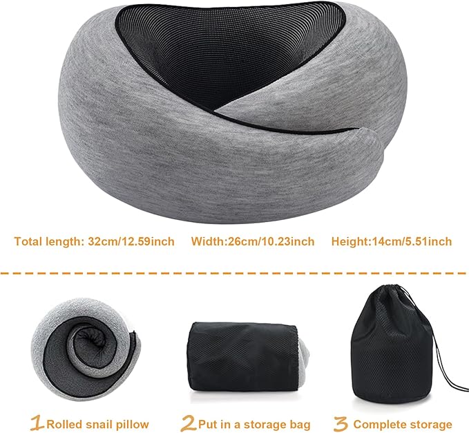 Travel Pillow, Neck Pillow, Stowable Pillow, Memory Foam Travel Pillow——Perfect Support for Your Neck and Head， Suitable for Airplanes,Trains,Offices and Cars