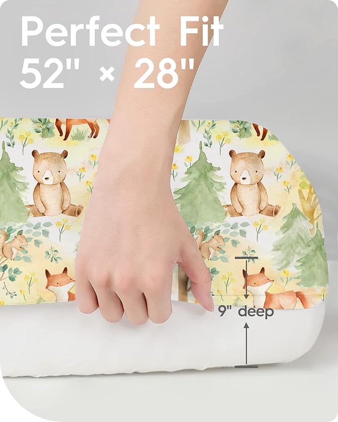 Crib Sheets Netural for Girls Boys, Premium Soft Crib Mattress Fitted Sheet, Ultra Breathable Baby Sheets, Super Stretchy Baby Bed Sheets 28x52x9 Extra Deep Pocket