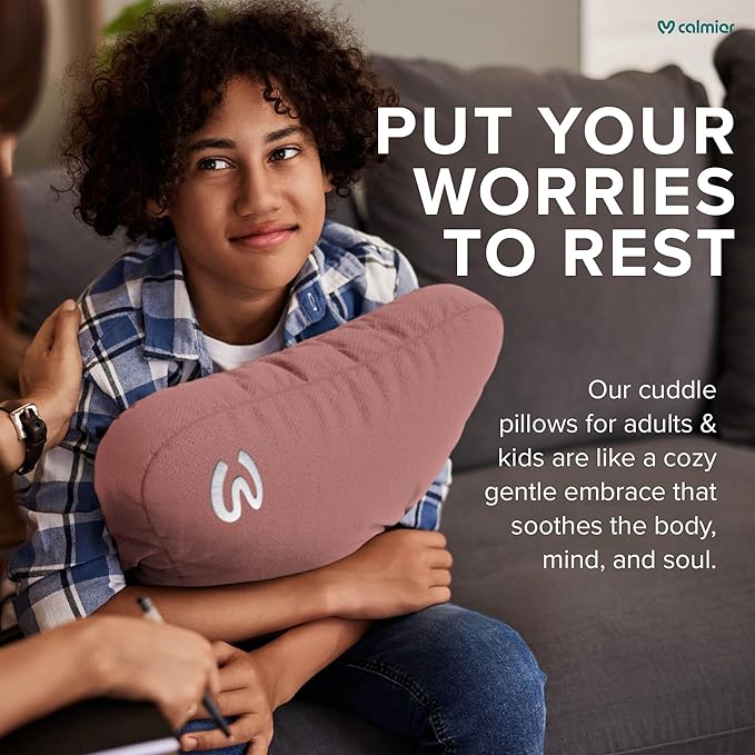 Calmier - 9 lb Sensory Weighted Pillow - Glass Bead Filled Hug Pillow - Ultra Plush Cozy Weighted Pillows for Adults and Kids - Child Sensory Pillow - Weighted Lap Pad (Pink - Fleece, 9 LBS)