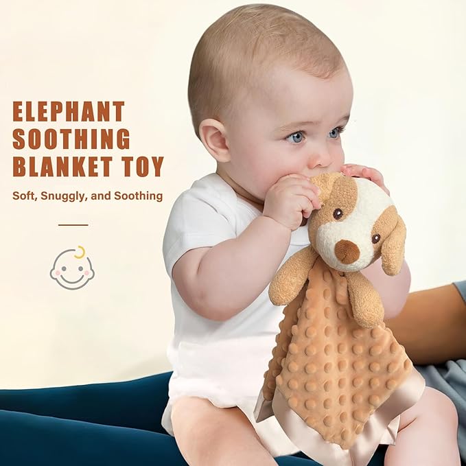 Dog Baby Security Blanket Loveys for Babies Girls, 16" Soft Baby Lovey Blanket, Baby Snuggle Stuffed Animals Blankie, Baby Girls Gifts for Infant and Toddler