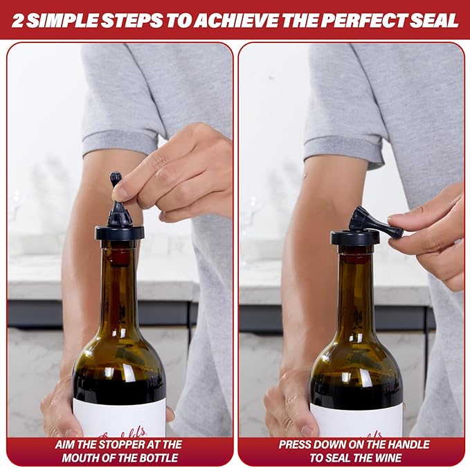 Wine Stopper，6 Pack Wine Stoppers for Wine Bottles，Plastic Vacuum Wine Bottle Stopper Wine Saver with Airtight Seal，Keep Wine Fresh Wine Bottle Sealer Set