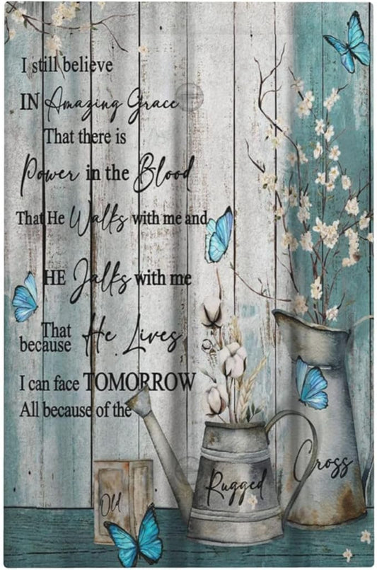 Vintage Teal Butterfly Wood Inspirational Quotes Wood Plank 1 Gang Light Switch Covers No Device Wall Plate Decorative Blank Switchplate Electrical Faceplate for Farmhouse Country Bedroom Decor