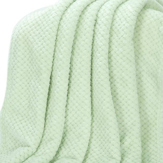 Fuzzy Throw Blanket, Plush Fleece Blankets for adults, Toddler, boys and Girls, Warm Soft Blankets and Throws for Bed, Couch, Sofa, Travel and Outdoor, Camping (Twin(60"x80"), XL1-Pastel Green)