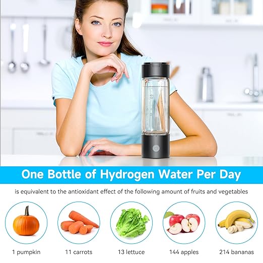 Hydrogen Water Bottle 2024, Portable Hydrogen Water Bottle Generator with SPE PEM Technology Water Ionizer, Ion Water Bottle Improve Water Quality in 3 Minutes, for Home, Office, Daily Drinking