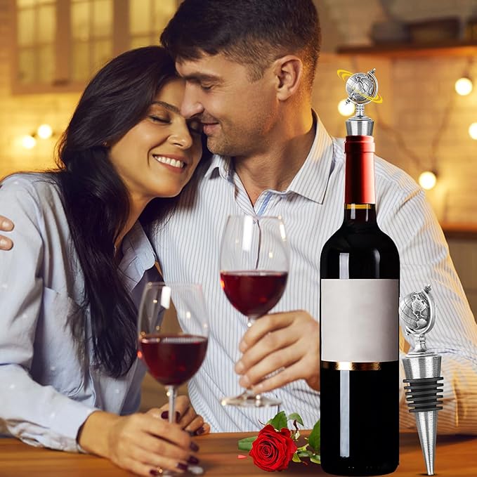 LKKCHER Earth Globe Wine Stopper, Wine Gifts for Men Women, Bottle Stoppers for Wine Champagne, Birthday Gifts, Christmas Gifts, Wine Saver, Wine Accessories