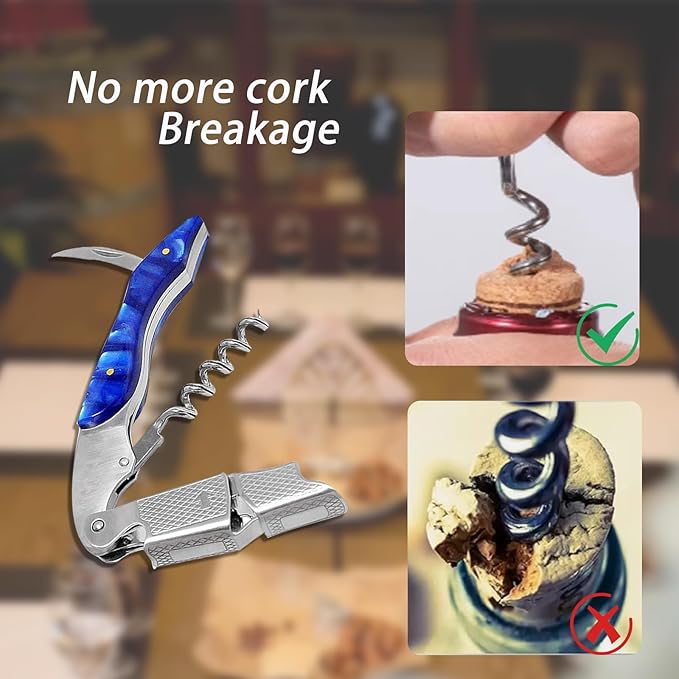 Wine Opener 2 Pack, Professional Wine Bottle Opener, Stainless Steel Wine Key Manual Waiters Corkscrew Wine Opener for Servers Bartender