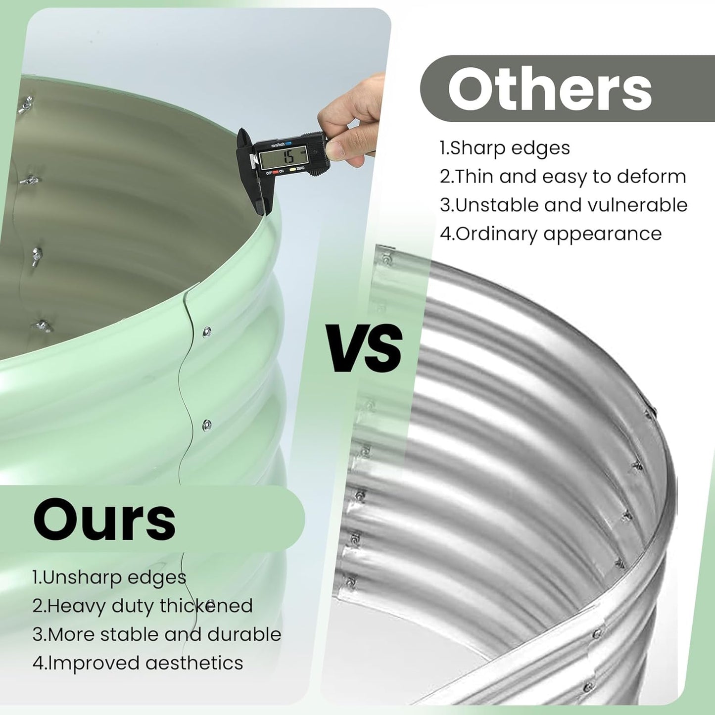 2 Pcs 6x3x1ft Oval Raised Garden Bed, Galvanized Raised Beds,Open-Ended Base Metal Raised Planter Beds,Garden Bed Outdoor,Planter Raised Boxes for Vegetables, Flowers,Tool-Free Asse,Green