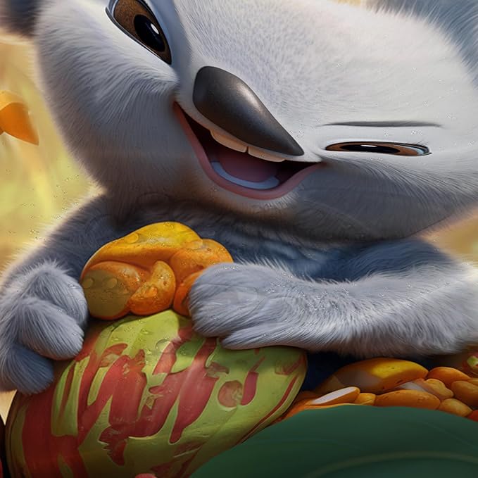 AILONEN Cartoon Koala Shower Curtain for Kids,Kawaii Fruit Koala Shower Curtain for Bathroom,Girls,Lovely Animals Shower Curtain Set with Hooks,60" W*72" H