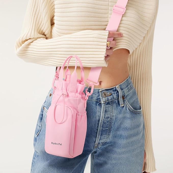 HydroPal Insulated Water Bottles 40 oz with 2 Leak Proof Lids & Water Bottle Holder, Wide Mouth Sport Water Bottle with Straw, Reusable Stainless Steel Water Flask, Double Walled Vacuum Thermos