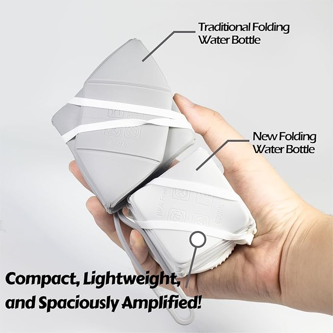 Collapsible Water Bottle, Silicone Foldable Water Bottles For Travel, Easy-To-Carry Design And Compact Size, BPA Free, 20 oz (3PC, 3 Colors (Cuboid))