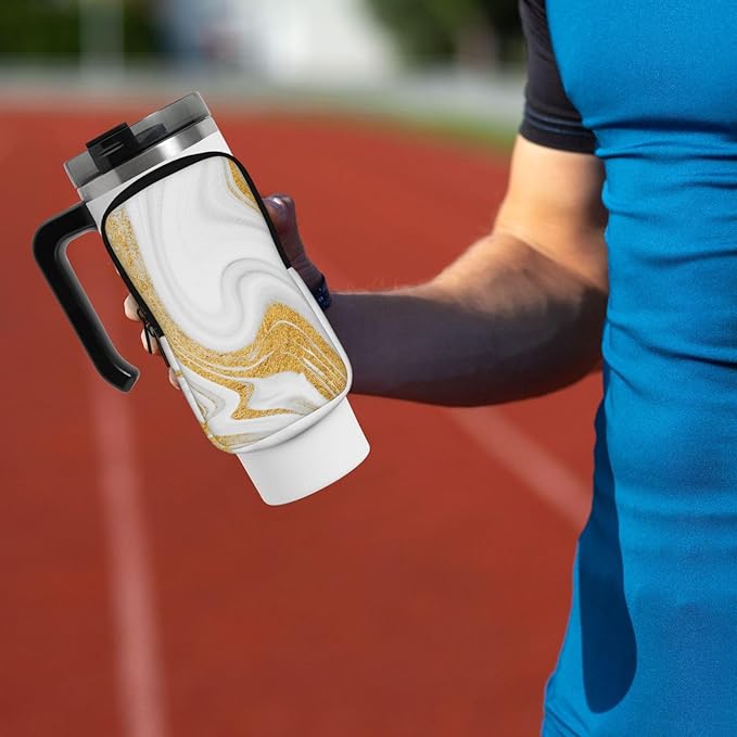 Water Bottle Pouch for Stanley Cup 40oz 30oz,Personalized Gym Purse for Men Women, Tumbler Pouch with Versatile Pocket Water Bottle Bag for Cards, Keys, Phone Botanical Leaf