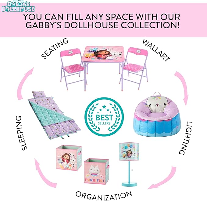 Idea Nuova Gabby's Dollhouse Pop Up Hamper with Durable Carry Handles, 21'' H x 13.5'' W X 13.5'' L