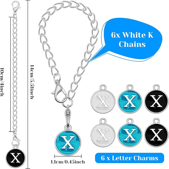 Letter Accessories for Stanley Cup,6PCS Initial Name ID Personalized Handle Personalized Handle Decor Set DIY Identification Handle Letter for Stanley Tumble (X/White/Black/Blue)