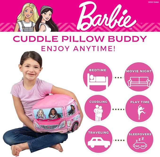 Franco Barbie Camper Kids Bedding Super Soft Plush Cuddle Pillow Buddy, One Size, (Official Barbie Product)