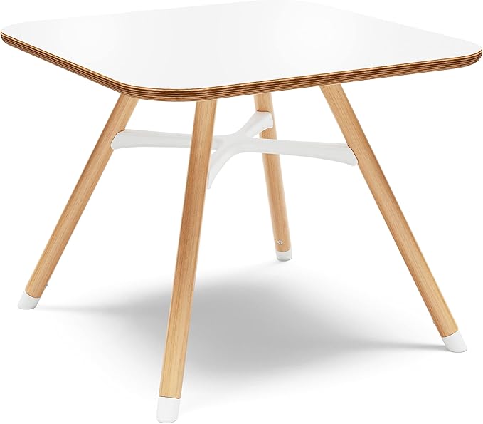 Lalo The Play Table, Wooden Preschool Table and Kids Activities Table with Easy to Clean Surface - Quick & Easy Set Up - Safe and Secure, 23 ⅝ x 23 ⅝ x 19 ⅛ in - Coconut