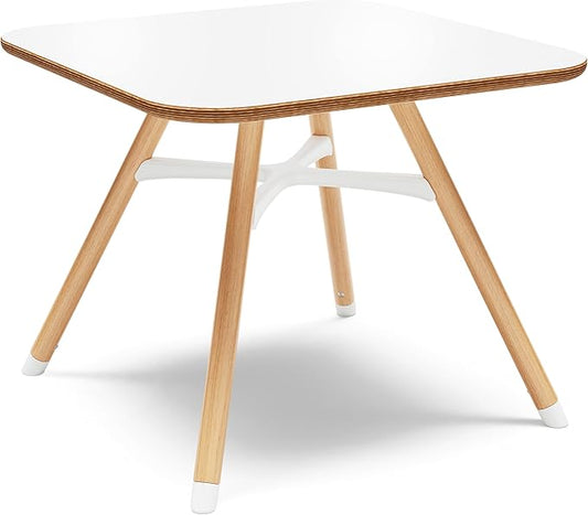 Lalo The Play Table, Wooden Preschool Table and Kids Activities Table with Easy to Clean Surface - Quick & Easy Set Up - Safe and Secure, 23 ⅝ x 23 ⅝ x 19 ⅛ in - Coconut