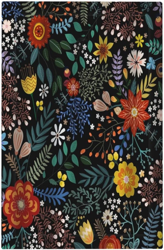 Vintage Colorful Flower Boho Floral Rustic Dark Leaves 1 Gang Light Switch Covers No Device Wall Plate Decorative Blank Switchplate Electrical Faceplate for Farmhouse Country Bedroom Decor