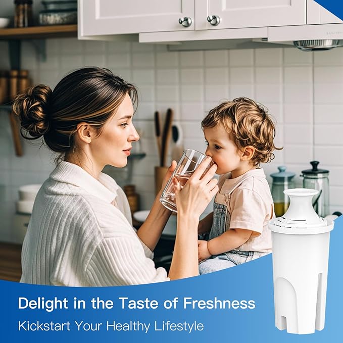 Replacement Filters for All Brita® Pitchers and Dispensers, Fits Brita® Classic OB03, Mavea® 107007, and More, Material NSF/ANSI 42 Certified, Last Up to 2 Months or 40 Gallons (Pack of 8)