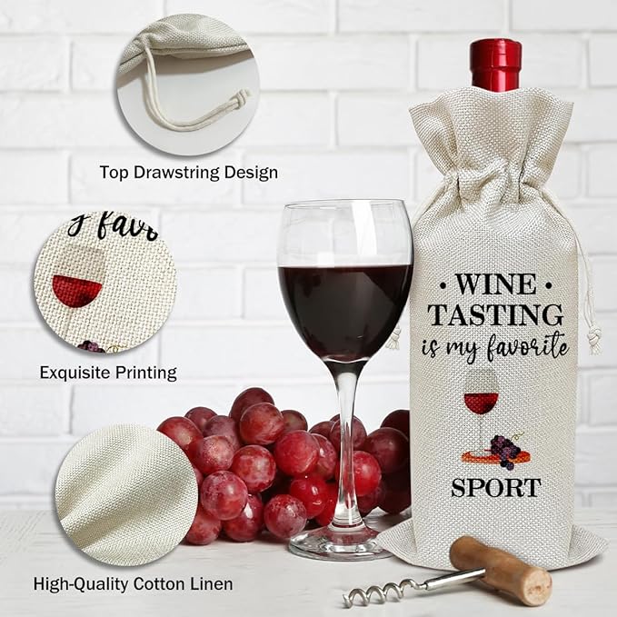 Funny Wine Bag, Funny Gifts Birthday Gifts for Women Men Friends Coworkers Sister Boss, Party Favor Wine Champagne Gift Bag With Drawstring -19