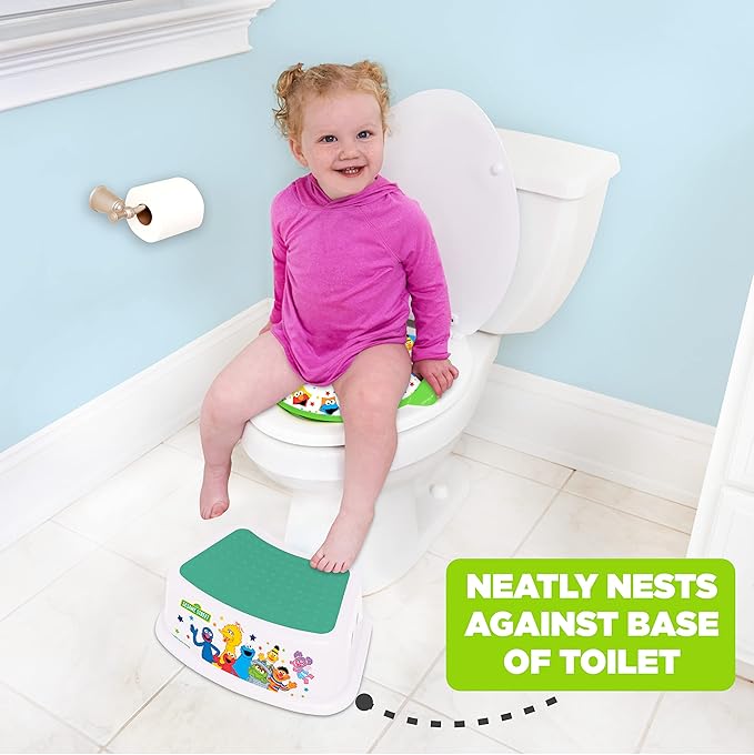Sesame Street Sesame Squad Step Stool - Kids Step Stool, Potty Training, Non-Slip, Bathroom, Kitchen, Lightweight