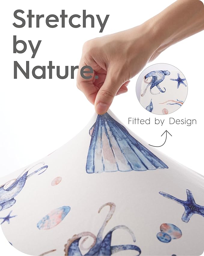 Graco Pack and Play Sheets Fitted, TotBasic Ultra Soft Mini Crib Sheets Boy, Neutral Pack N Play Mattress Sheets Hypoallergenic and Soothing, Premium Jersey Playrad Sheets, Safari Sea Animals, 2 Pack