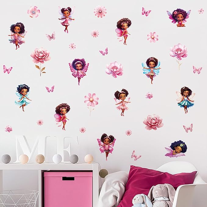 Butterfly Girl Wall Decals with Quotes, Colorful Butterflies and Motivational Lettering, Wall Stickers for Nursery, Girl Bedroom or Dance Room (UV24Y10214T)