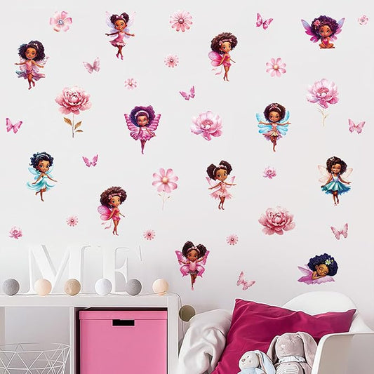 Butterfly Girl Wall Decals with Quotes, Colorful Butterflies and Motivational Lettering, Wall Stickers for Nursery, Girl Bedroom or Dance Room (UV24Y10214T)